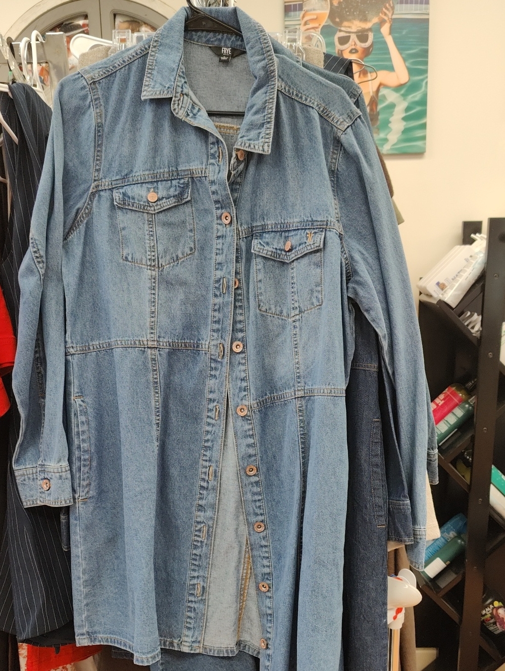 Frye Light Blue Denim Long Sleeve Shirt Dress